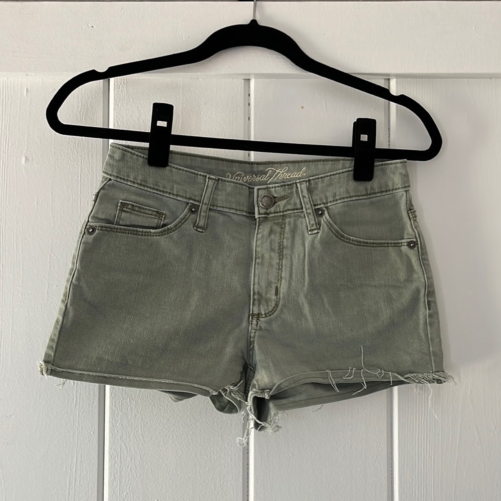 Green jean shorts
